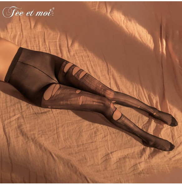 FEE ET MOI Ultra-Thin Ripped Stockings Sexy Pantyhose (Black) FEE ET MOI Ultra-Thin Ripped Stockings Sexy Pantyhose (Black)